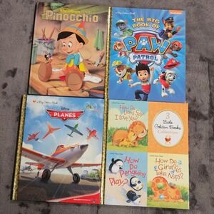 Disney Lot of 4‎ Large Golden Books Bundle: Planes, Pinocchio, Paw Patrol, 8x11